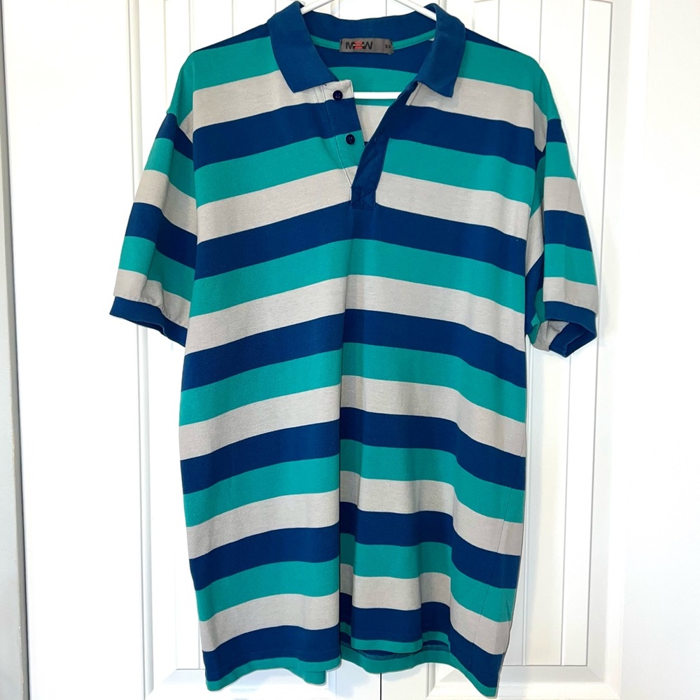 MAXWORKWEAR Polo Shirt Mens 3X Striped preppy rugby Short Sleeve MXW 3XL Grandpa - Picture 6 of 10